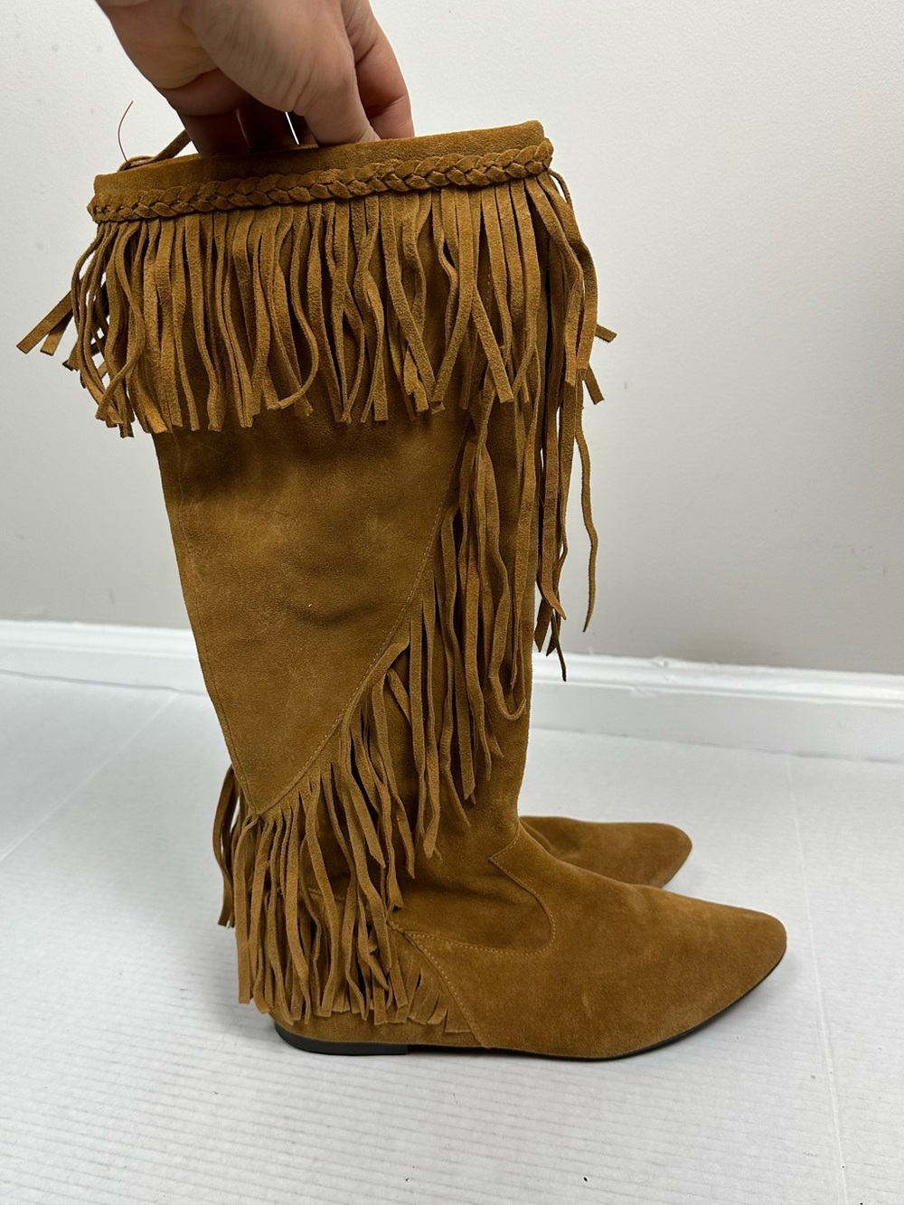 Sam Edelman Utah Suede Knee High Fringe Boots Size 8.0 M - Picture 2 of 12